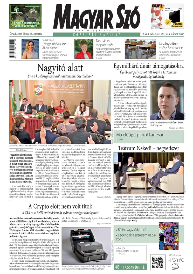 Magyar Szó, 77. évf. 2020. február 13. 35. sz. 1–20. oldal