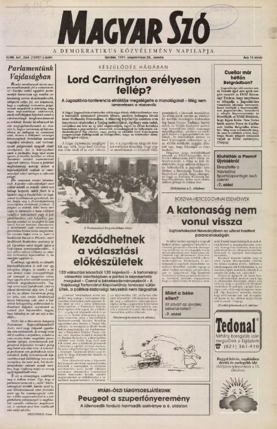 Magyar Szó, 48. évf. 1991. szeptember 25. 264. sz. 1–16. oldal