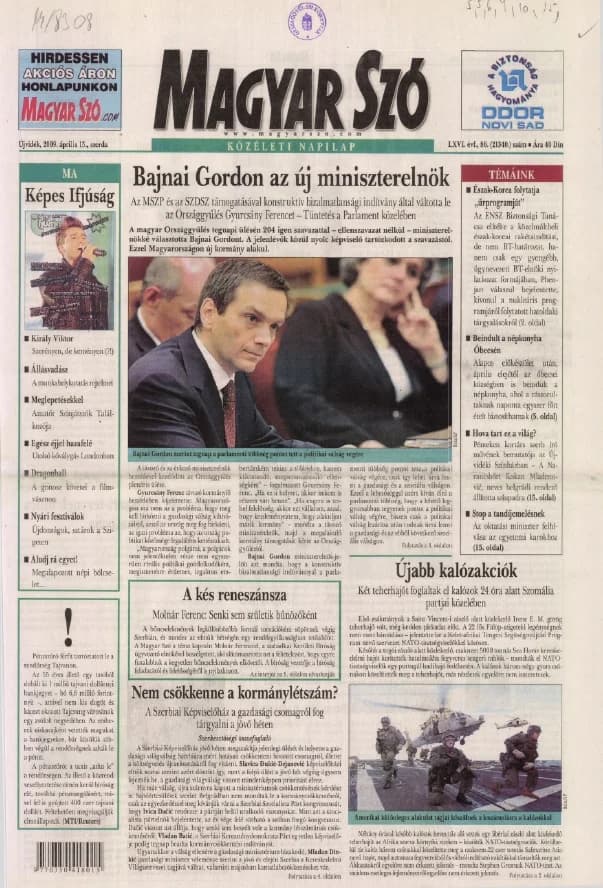 Magyar Szó, 66. évf. 2009. április 15. 86. sz. 1–20. oldal