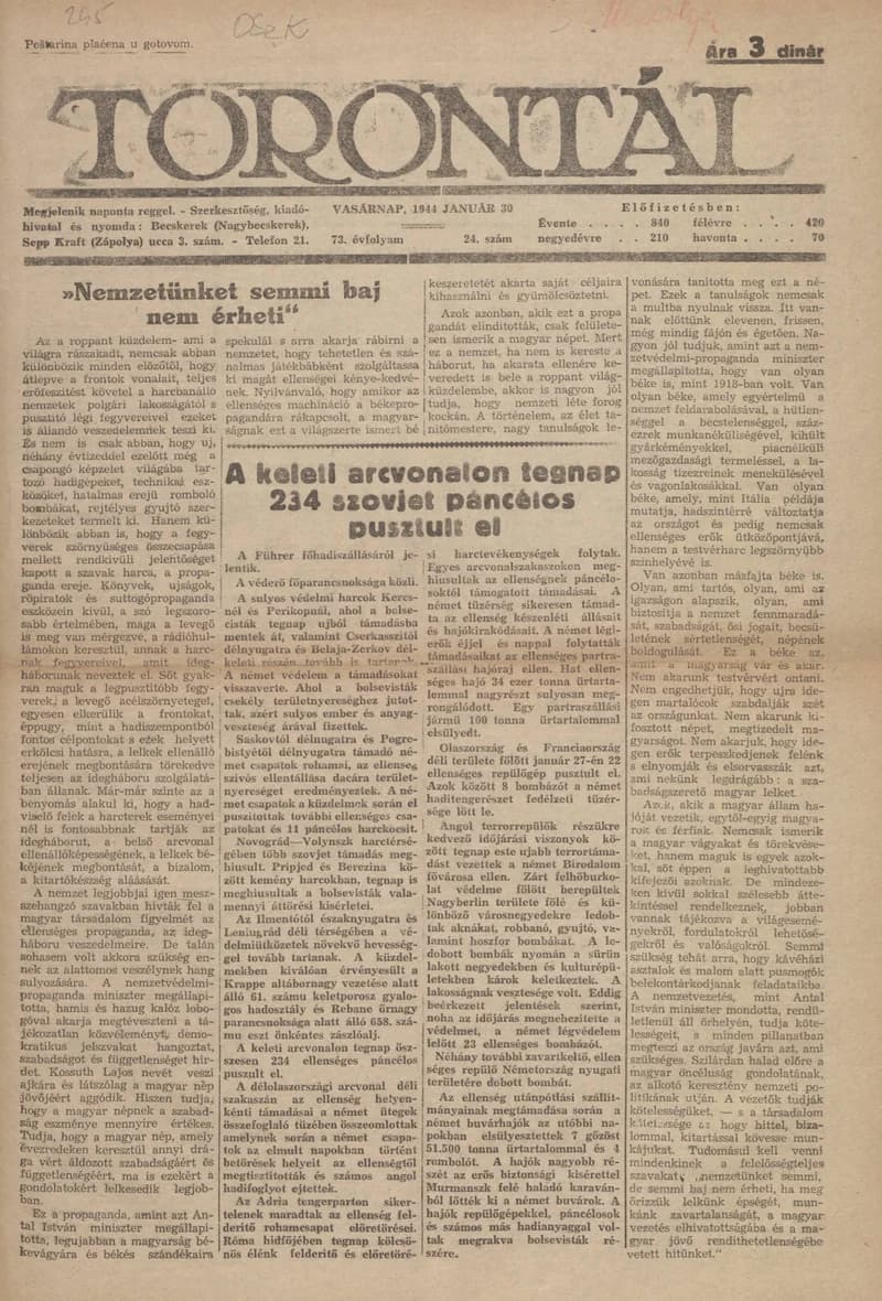 Torontál, 73. évf. 1944. január 30. 24. sz.