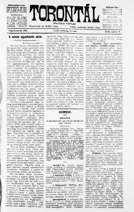 Torontál, 43. évf. 1914. március 9. 55. sz.