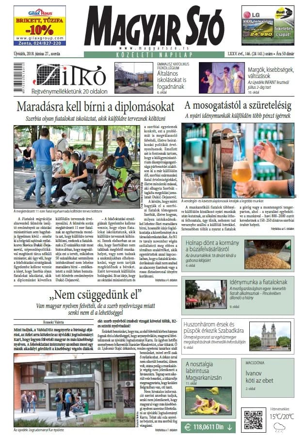 Magyar Szó, 75. évf. 2018. június 27. 146. sz. 1–16. oldal