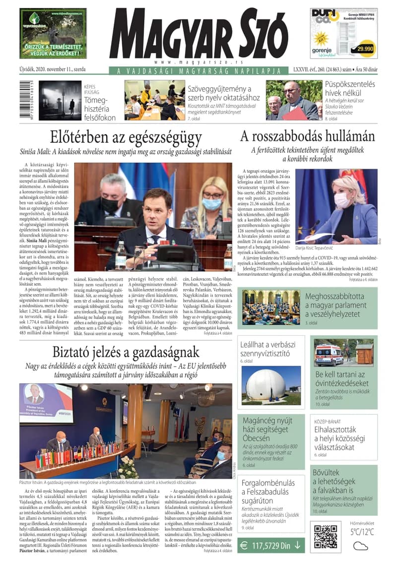 Magyar Szó, 77. évf. 2020. november 11. 260. sz. 1–16. oldal