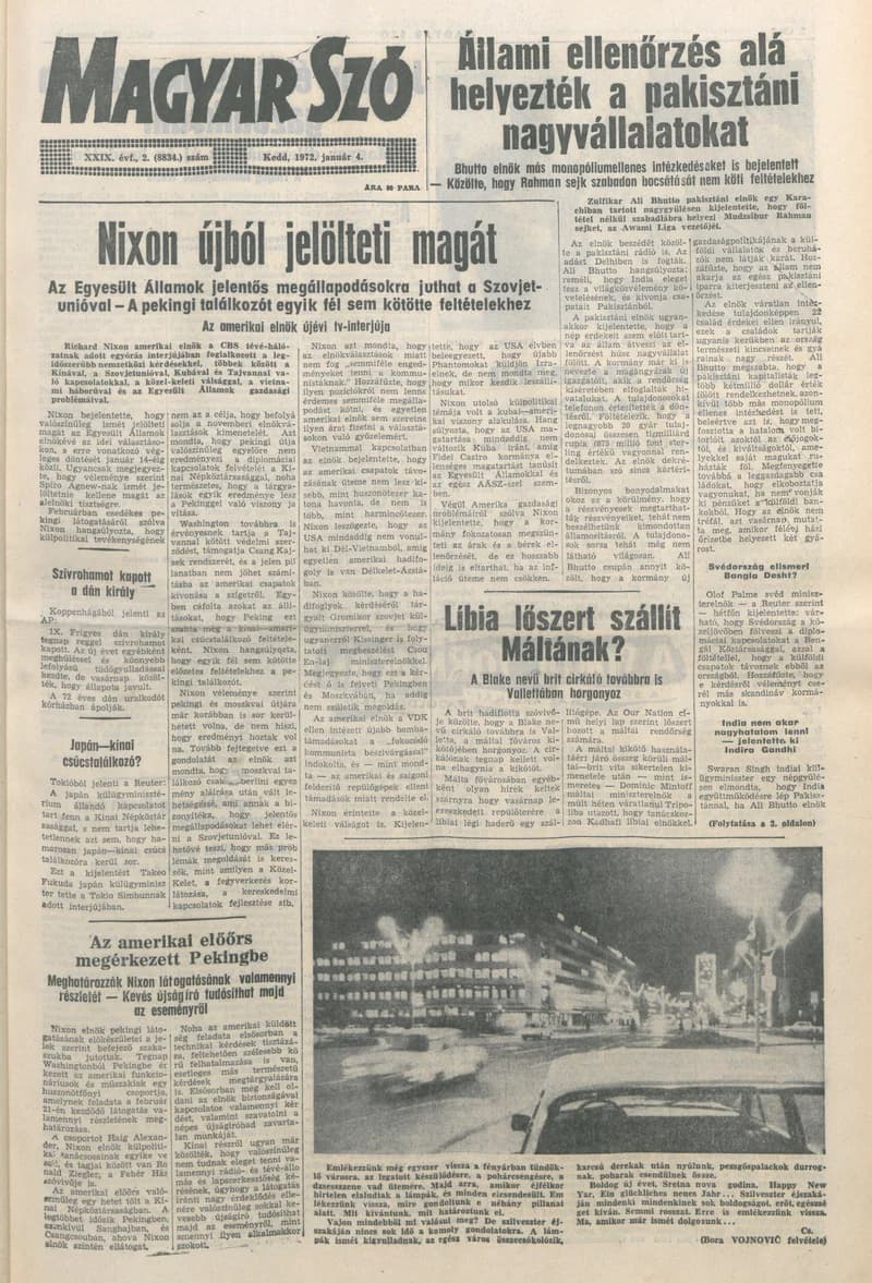 Magyar Szó, 29. évf. 1972. január 4. 2. sz. 1–14. oldal