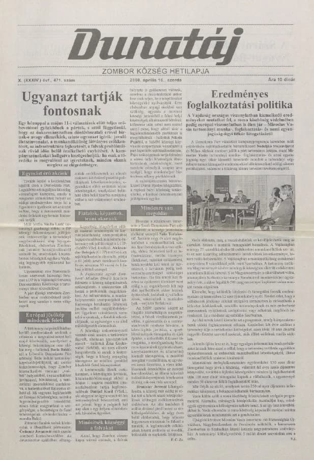 Dunatáj, 10. évf. 2008. április 16. 471. sz.