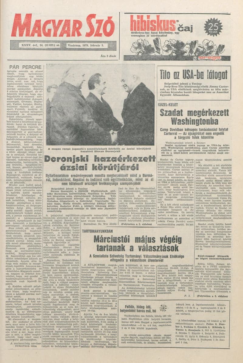 Magyar Szó, 35. évf. 1978. február 5. 34. sz. 1–32. oldal