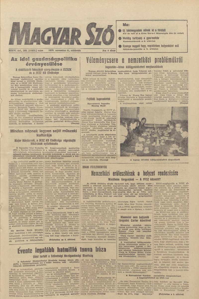 Magyar Szó, 36. évf. 1979. november 8. 308. sz. 1–20. oldal