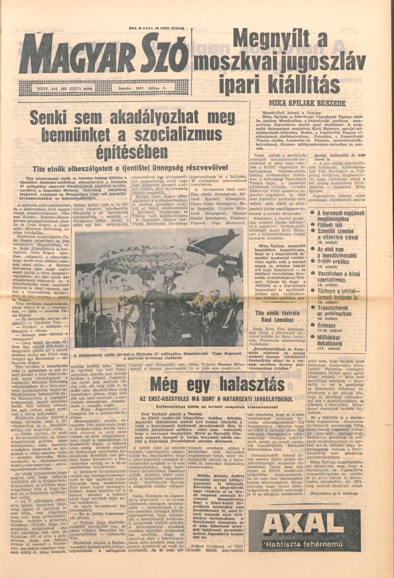 Magyar Szó, 24. évf. 1967. július 5. 182. sz. 1–12. oldal