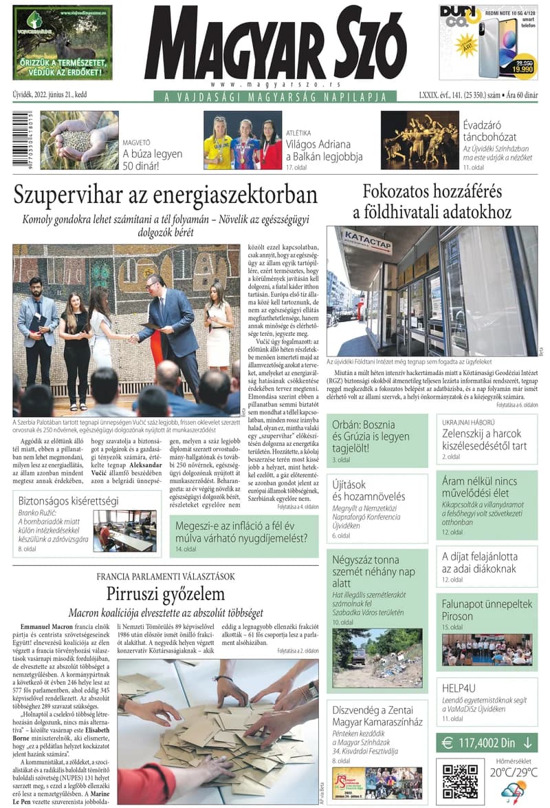 Magyar Szó, 79. évf. 2022. június 21. 141. sz. 1–20. oldal