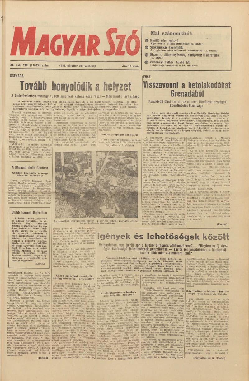 Magyar Szó, 40. évf. 1983. október 30. 299. sz.