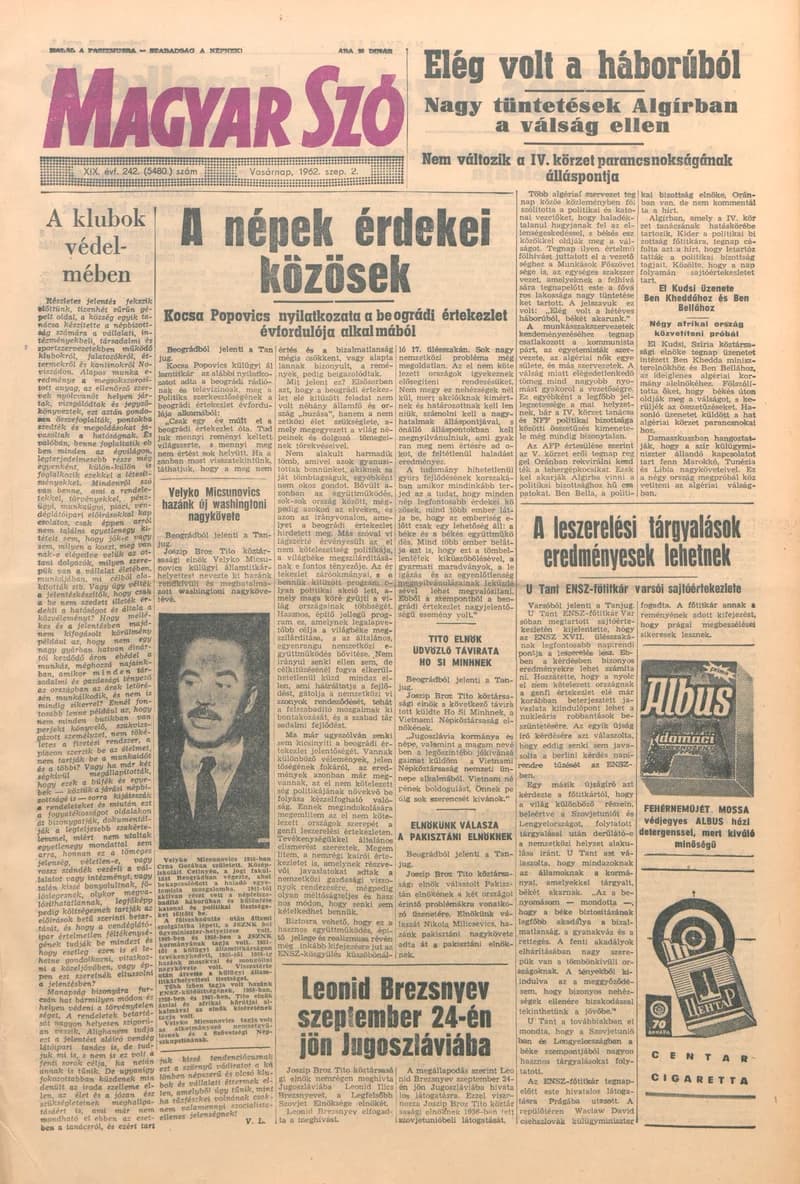 Magyar Szó, 19. évf. 1962. szeptember 2. 242. sz. 1–24. oldal