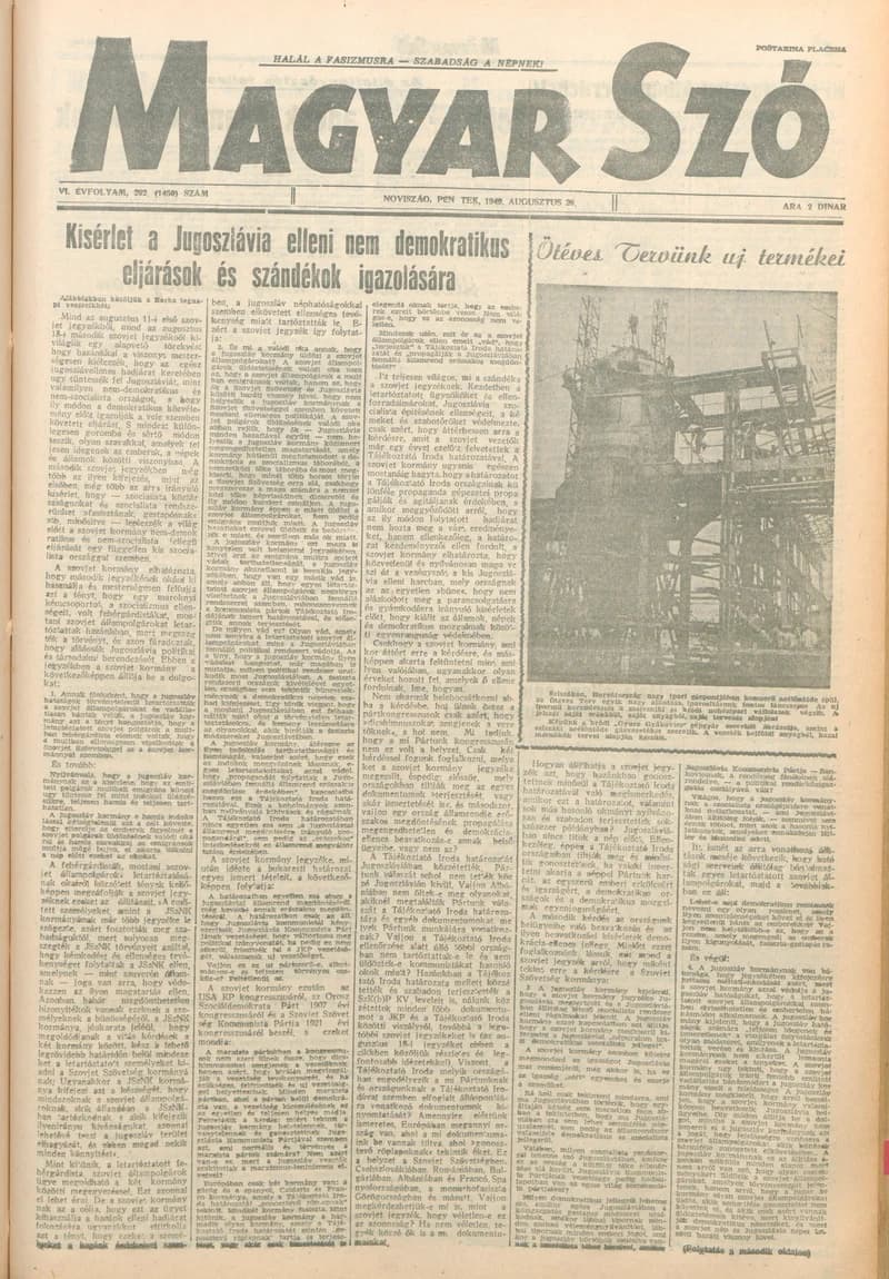 Magyar Szó, 6. évf. 1949. augusztus 26. 202. sz. 1–4. oldal