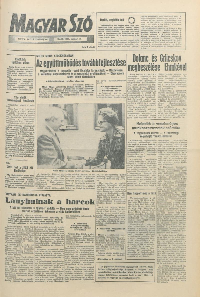 Magyar Szó, 35. évf. 1978. január 10. 8. sz. 1–20. oldal