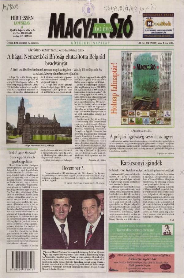 Magyar Szó, 61. évf. 2004. december 16. 296. sz. 1–20. oldal