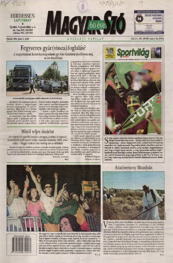 Magyar Szó, 61. évf. 2004. július 5. 155. sz. 1–12. oldal