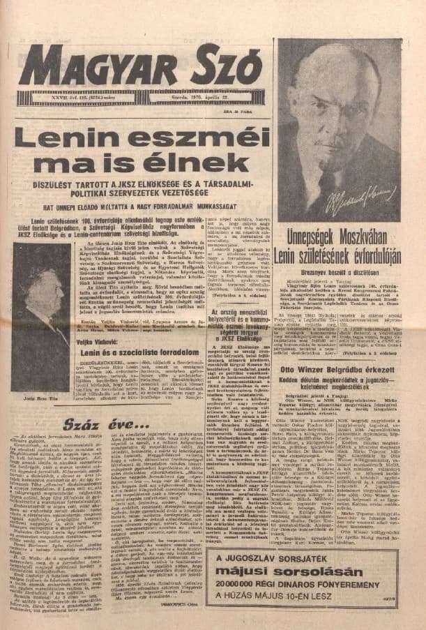 Magyar Szó, 27. évf. 1970. április 22. 110. sz. 1–16. oldal