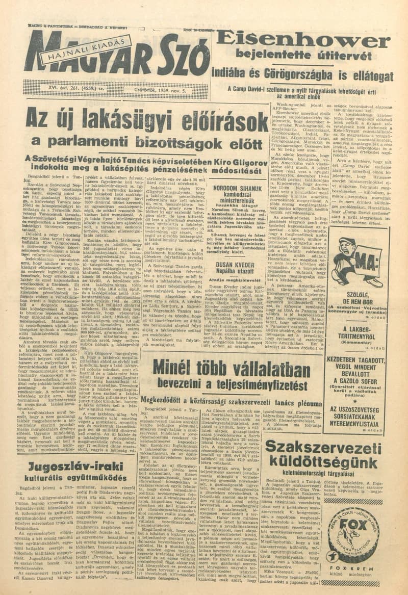 Magyar Szó, 16. évf. 1959. november 5. 261. sz. 1–24. oldal