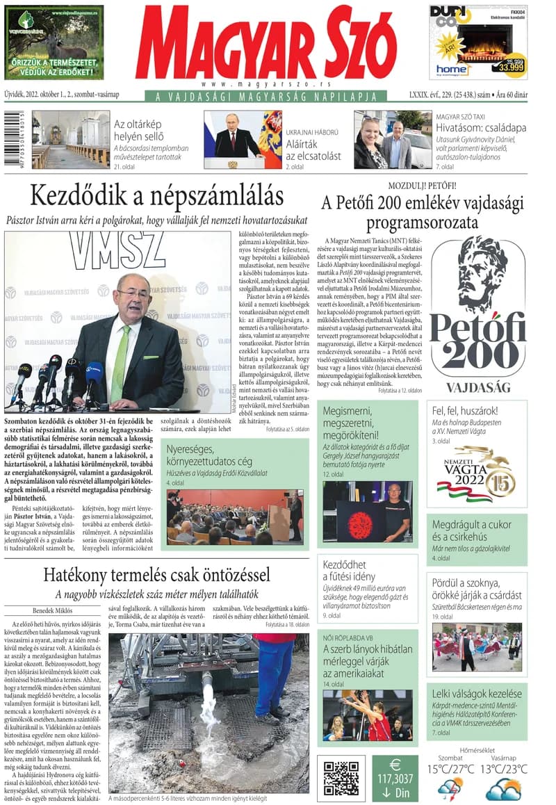 Magyar Szó, 79. évf. 2022. október 1. – 2. 229. sz. 1–32. oldal
