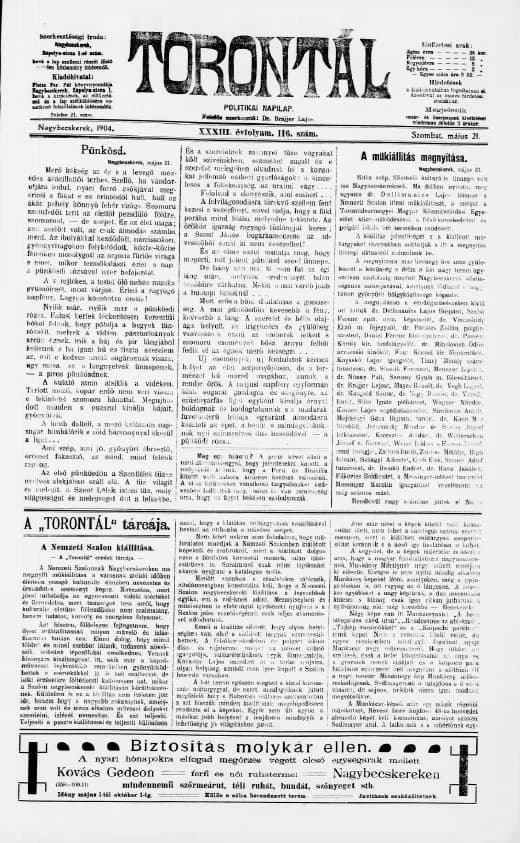 Torontál, 33. évf. 1904. május 21. 116. sz.