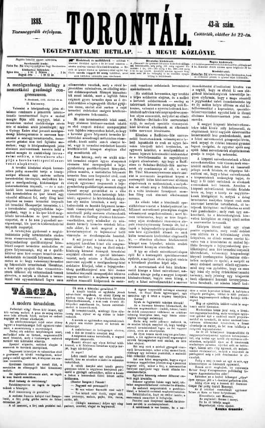 Torontál, 14. évf. 1885. október 22. 43. sz.