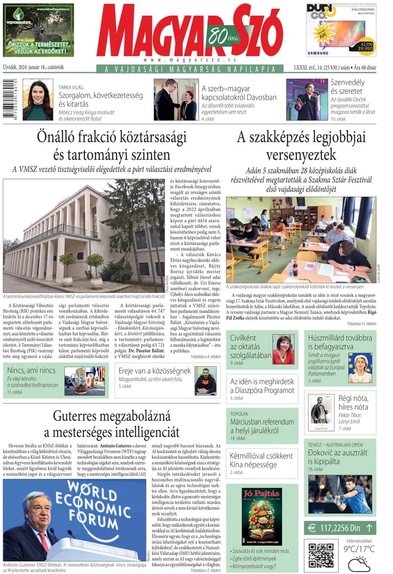Magyar Szó, 81. évf. 2024. január 18. 14. sz. 1–20. oldal
