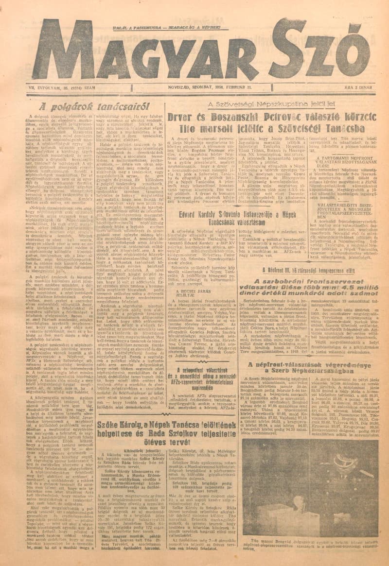 Magyar Szó, 7. évf. 1950. február 11. 35. sz. 1–4. oldal