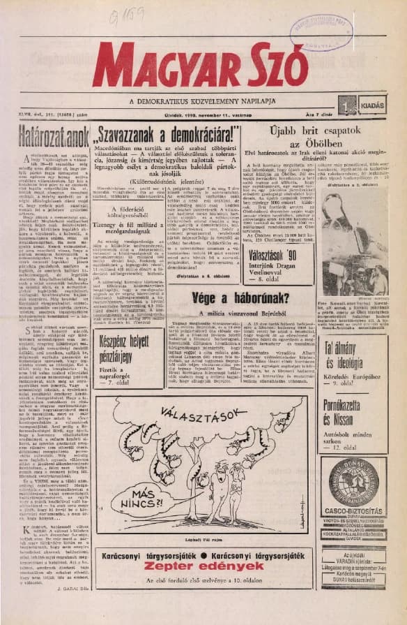 Magyar Szó, 47. évf. 1990. november 11. 311. sz. 1–36. oldal