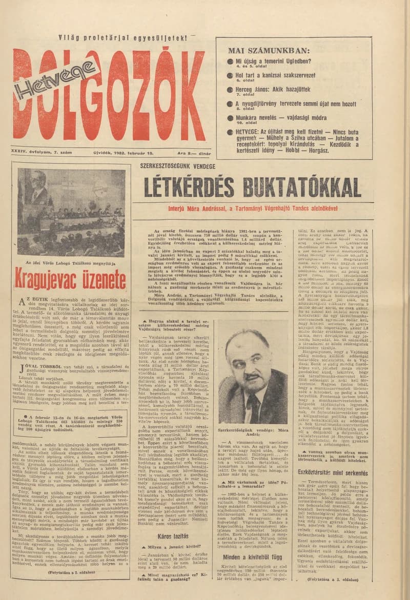 Dolgozók, 36. évf. 1982. február 18. 7. sz.