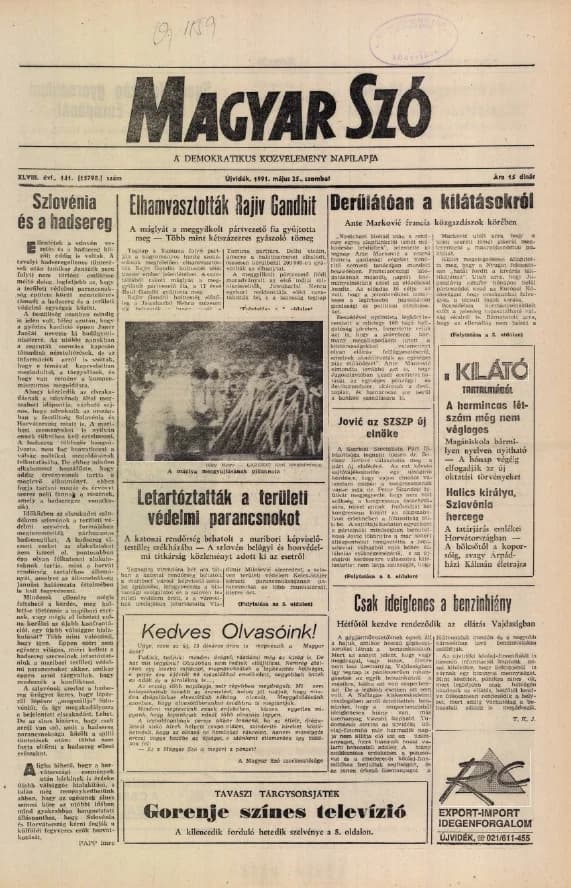 Magyar Szó, 48. évf. 1991. május 25. 141. sz. 1–24. oldal
