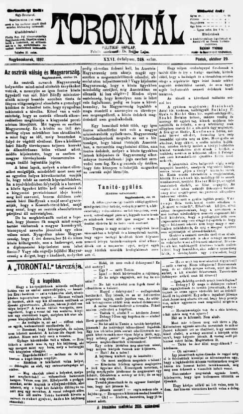 Torontál, 26. évf. 1897. október 29. 248. sz.