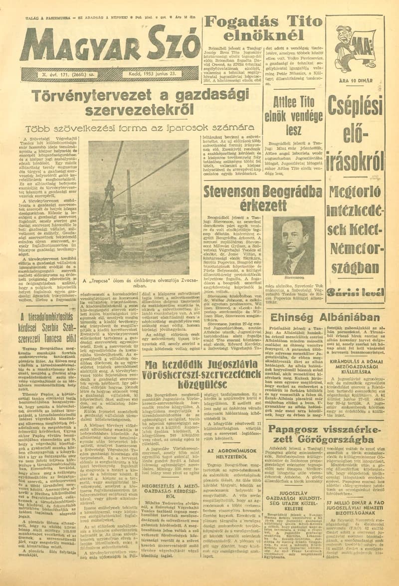 Magyar Szó, 10. évf. 1953. június 23. 171. sz. 1–10. oldal