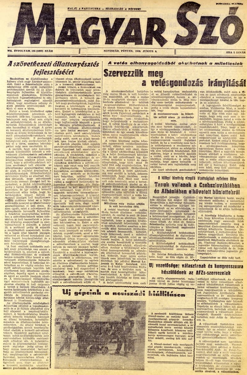 Magyar Szó, 7. évf. 1950. június 9. 136. sz. 1–4. oldal