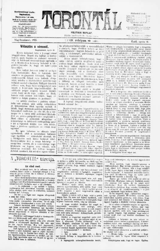 Torontál, 34. évf. 1905. április 18. 89. sz.