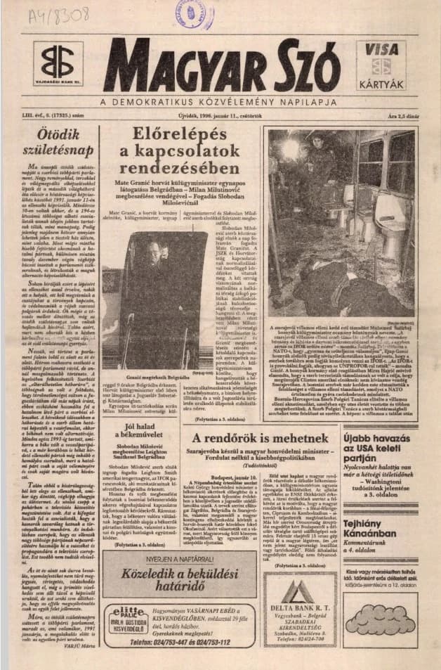 Magyar Szó, 53. évf. 1996. január 11. 8. sz. 1–16. oldal