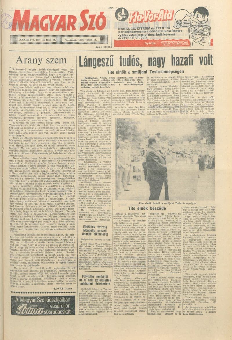 Magyar Szó, 33. évf. 1976. július 11. 189. sz. 1–38. oldal