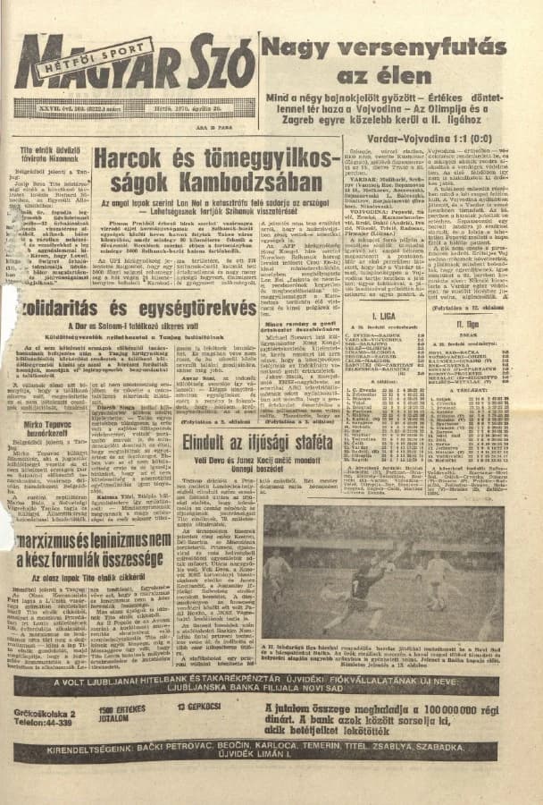 Magyar Szó, 27. évf. 1970. április 20. 108. sz. 1–16. oldal