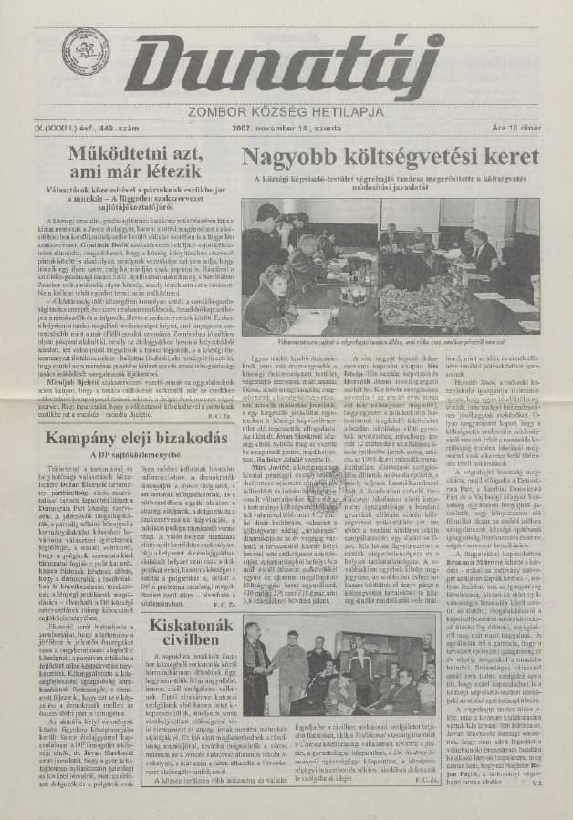 Dunatáj, 9. évf. 2007. november 14. 449. sz.