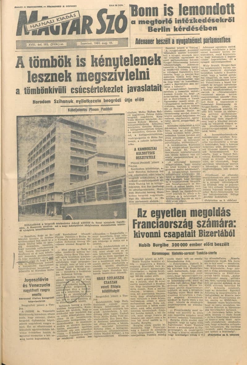 Magyar Szó, 18. évf. 1961. augusztus 19. 193. sz. 1–12. oldal