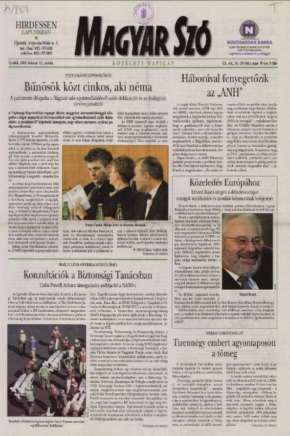 Magyar Szó, 60. évf. 2003. február 12. 35. sz. 1–16. oldal