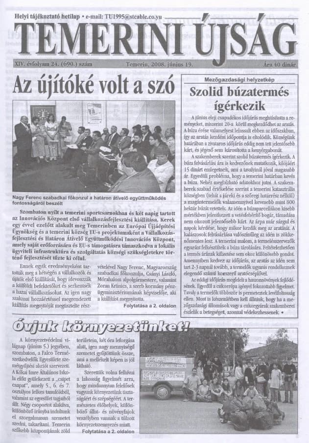 Temerini Újság, 14. évf. 2008. június 19. 24. sz.