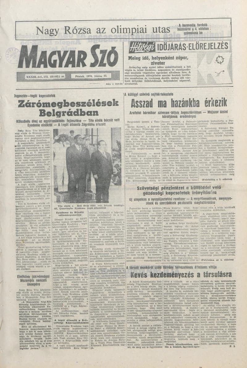 Magyar Szó, 33. évf. 1976. június 25. 173. sz. 1–16. oldal