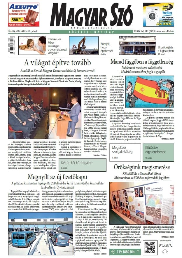 Magyar Szó, 74. évf. 2017. október 20. 245. sz. 1–16. oldal