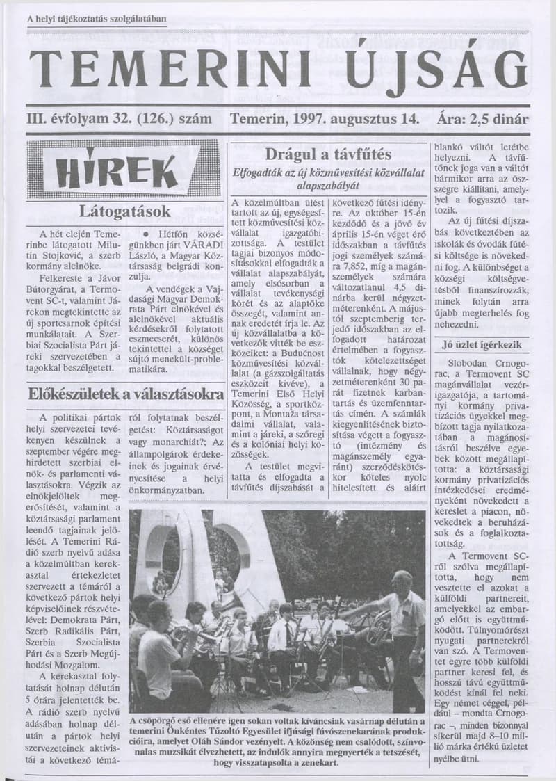 Temerini Újság, 3. évf. 1997. augusztus 14. 32. sz.