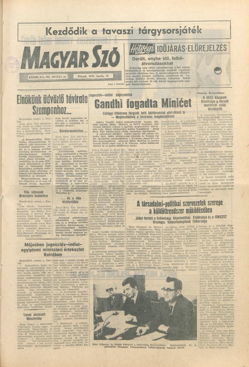 Magyar Szó, 33. évf. 1976. április 16. 105. sz. 1–16. oldal