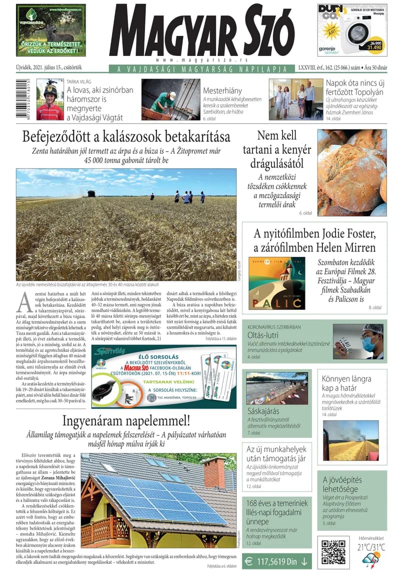 Magyar Szó, 78. évf. 2021. július 15. 162. sz. 1–20. oldal