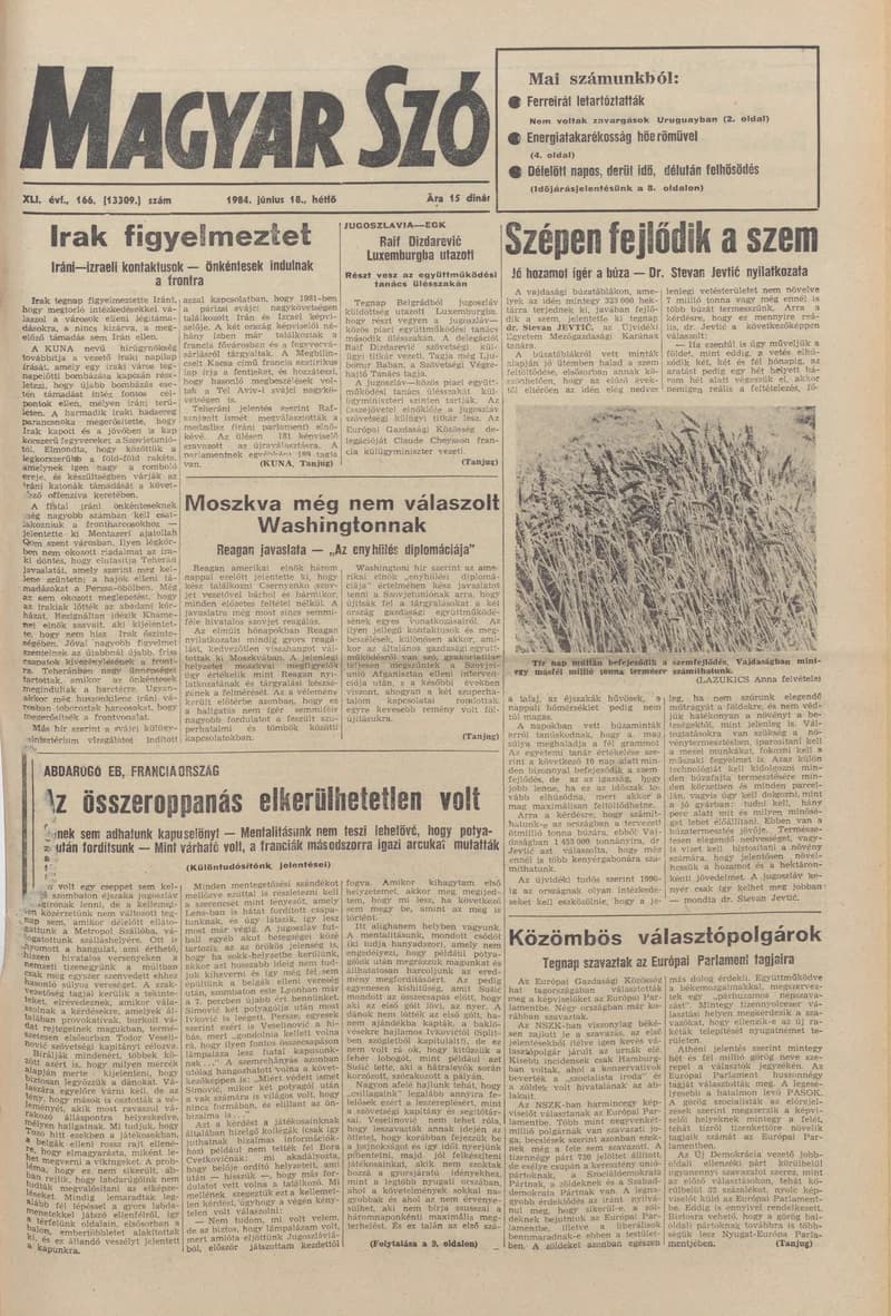 Magyar Szó, 41. évf. 1984. június 18. 166. sz. 1–8. oldal
