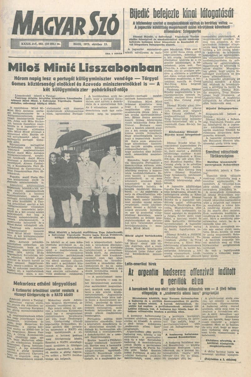 Magyar Szó, 32. évf. 1975. október 13. 282. sz.