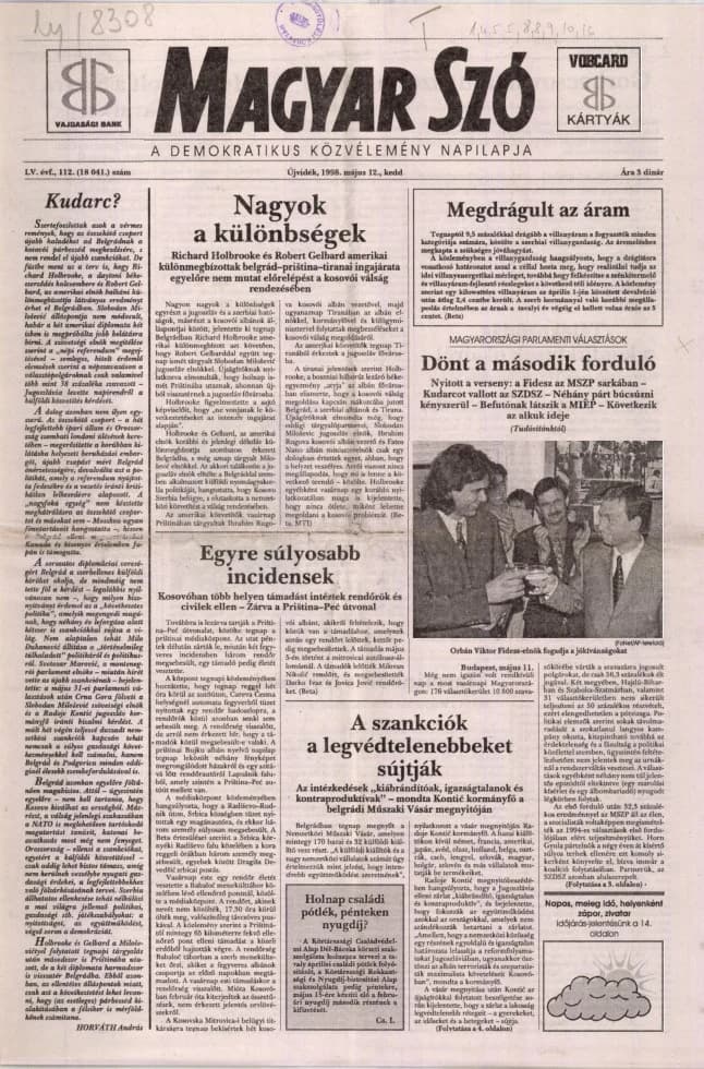 Magyar Szó, 55. évf. 1998. május 12. 112. sz. 1–16. oldal