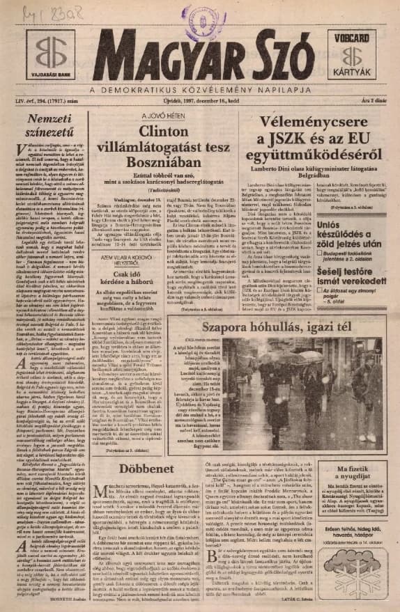 Magyar Szó, 54. évf. 1997. december 16. 294. sz. 1–16. oldal