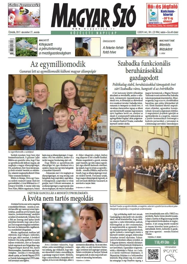 Magyar Szó, 74. évf. 2017. december 27. 301. sz. 1–16. oldal